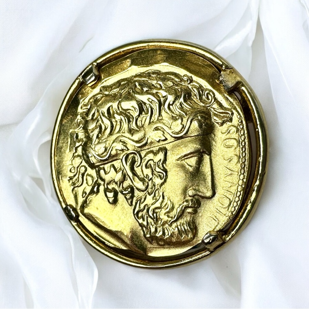 💛Vintage Napier 1980s Dionysos Coin Brooch - Picture 2 of 8